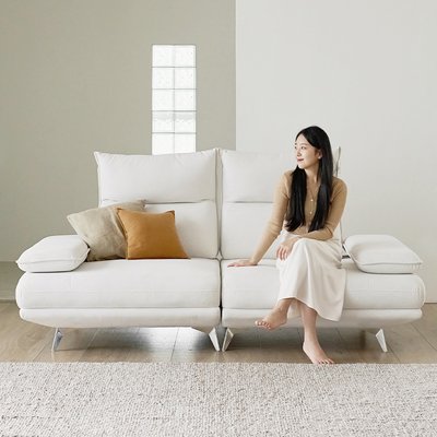 [쿠션Event](희망일배송)빅토리아 패브릭 기능성 이지클린 스윙 소파 스툴미포함, 아이보리, 3인용
