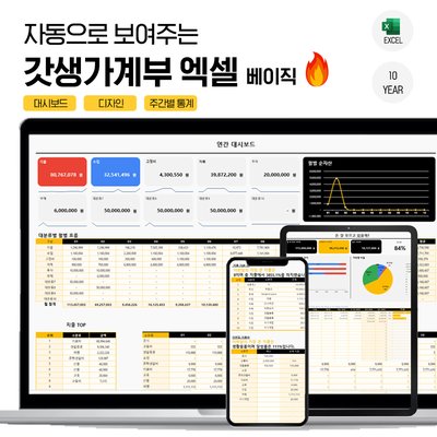 가계부 엑셀 양식 신혼부부 직장인 주간 가계부 양식 2025년 10년형 갓생베이직 파일