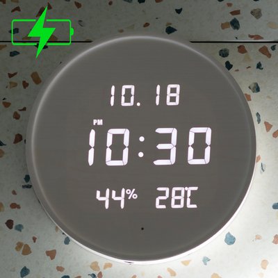 플라이토 WIFI 100%무선 LED 벽시계 인테리어 무소음 디지털 전자 예쁜 디자인 와이파이 루나온습도