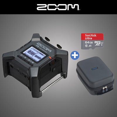 ZOOM F3 포터블 2채널 필드레코더 전용케이스+샌디스크64GB 메모리