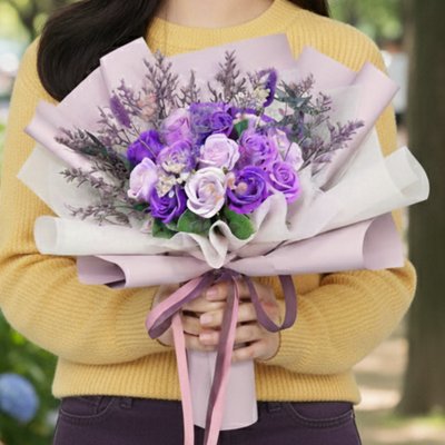 비누꽃 생일 꽃다발 기념일 발표회 여자친구 선물 졸업식꽃다발 보라장미