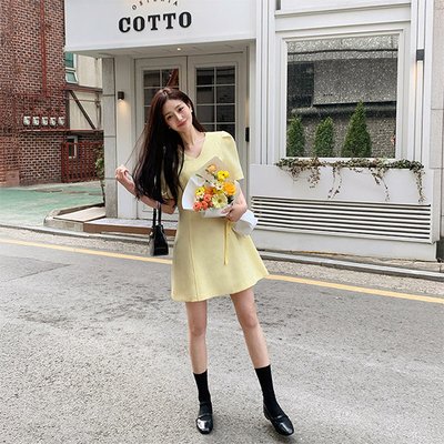[자체제작] (MADE) 브이넥 퍼프 라인 반팔 트위드 원피스 op15906