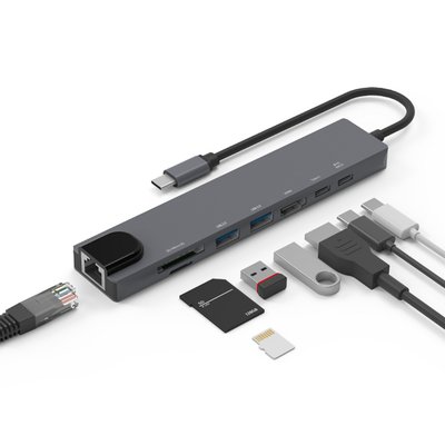 모락 프로토 8포트 Type-C DEX HDMI USB 3.0 이더넷 멀티 허브 C8HUB