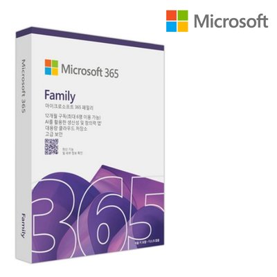 [24시메일/패키지] 마이크로소프트 MS 오피스 365 패밀리 Family 한글 코파일럿 / MS365 ESD 제품키 M365 / 정품 인증점 엑셀