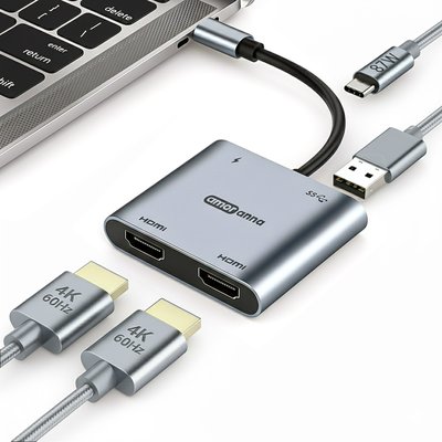 아모란나 C타입 듀얼 모니터 분배기 HDMI 컨버터 MST 허브 4in1 60Hz