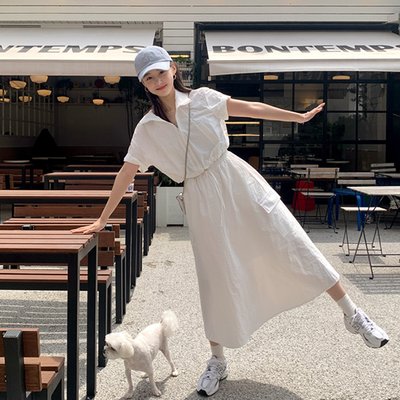 반팔 스트링 집업 플레어 롱 스커트 아노락 세트 st2827