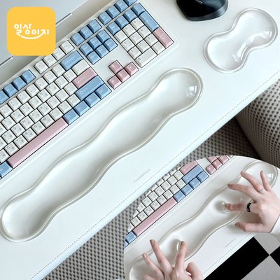 팜레스트 키보드 손목받침대 패드 실리콘 텐키리스 풀배열 투명 마우스겸용 세트