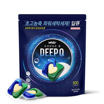 아이러브베베 딥큐 3in1 고농축 캡슐세제 100개 오션브리즈 세탁세제 실내건조 드럼 일반 겸용