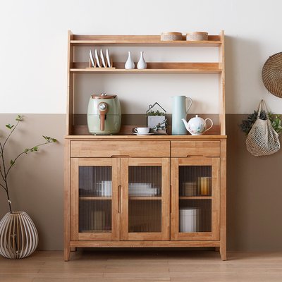 홀튼 홈카페수납장 원목 주방 홈카페장 그릇 장식장 커피머신선반 1200x400x1730mm, 5단, 네추럴