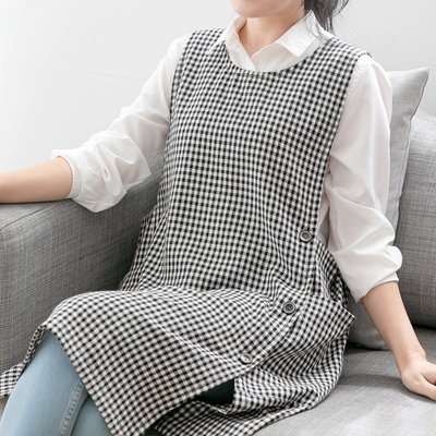 데코에버 파스텔체크 어린이집 선생님 원피스형 앞치마 옆주머니형 요양보호사 빅사이즈