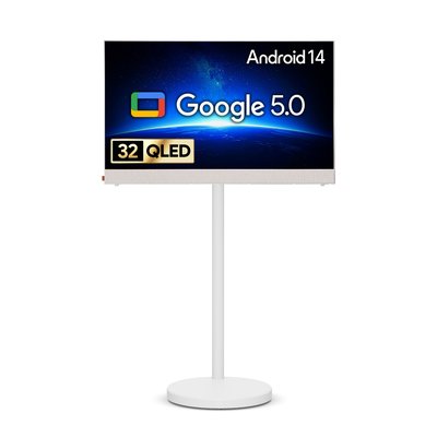 더함 FHD QLED 스마트 돌비 AI 구글5.0 포터블 TV 화이트에디션+이동식 스탠드 에센셜 세트