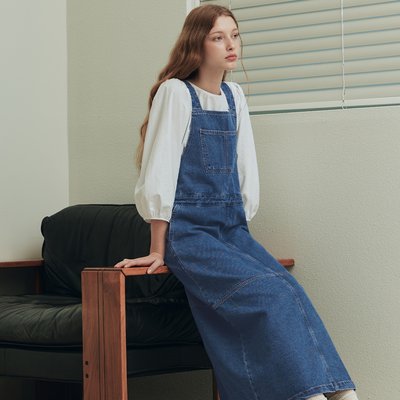 [N배송][제로스트릿] [2TYPE] 오버롤 데님 원피스 OVERALL DENIM ONE-PIECE / BLUE
