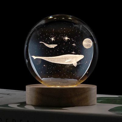 레토 8cm 유리구슬 3D 고래 무드등 집들이선물 인테리어 LED 조명 LML-C29