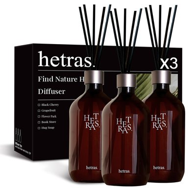 헤트라스 프리미엄 대용량 디퓨저 500mlx3개 선물세트 실내방향제 인테리어 호텔우드