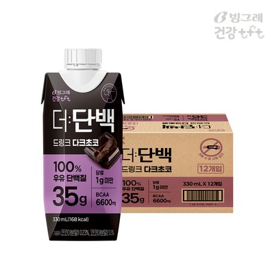 [10% 슈퍼적립] 빙그레 더단백 드링크 다크초코 330ml 12팩 단백질음료