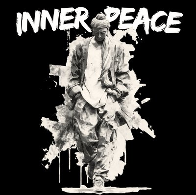 니르바나 이너피스 Inner Peace 면 티셔츠 반팔티 불교박람회 블랙, L