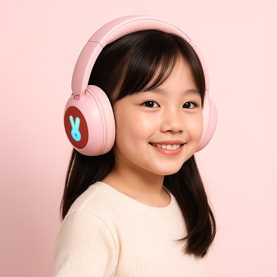 디알고 어린이안전 청력보호 LED 블루투스 유무선 키즈헤드폰 BH10CK 핑크