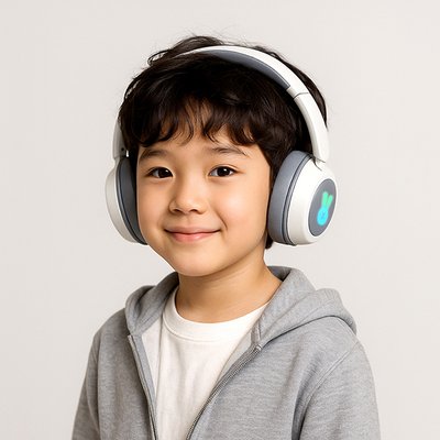 디알고 어린이안전 청력보호 LED 블루투스 유무선 키즈헤드폰 BH10CK 화이트
