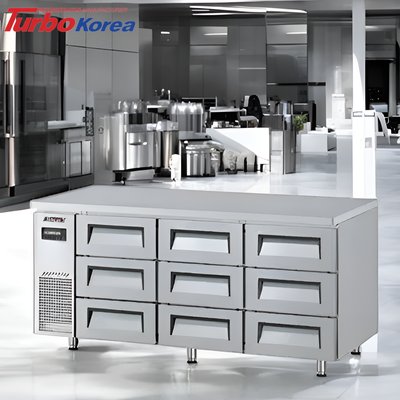 서랍식냉장고 1800 테이블 서랍형 간냉식 터보에어 성에없는 KUR18-3D-9 3단 주방 카페
