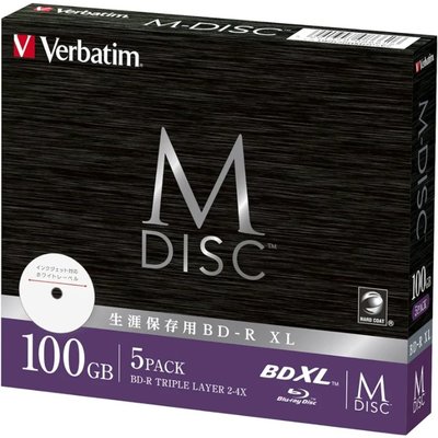 버바팀 M-DISC BD-R 블루레이 2-4배속 100GB 5장 DBR100YMDP5V2
