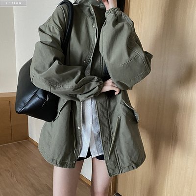 이토 하이넥 오버핏 스트링 코튼 하프 야상 3col 봄 가을 루즈핏 투웨이 자켓 제이플로우
