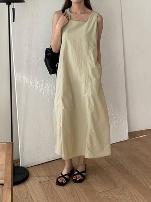루즈핏 나시 롱 원피스 스퀘어넥 여름 휴양지 원피스 바스락 나일론 시원한 원피스 바캉스룩