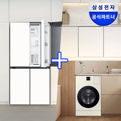 [신혼가전]AI콤보 일체형 세탁기+푸드쇼케이스 4도어 냉장고+14인 식기세척기 열풍건조