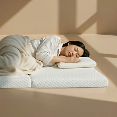 자누아 3단 접이식 매트리스 단단한 토퍼 허리편한 1인용 바닥 수면매트 유로싱글