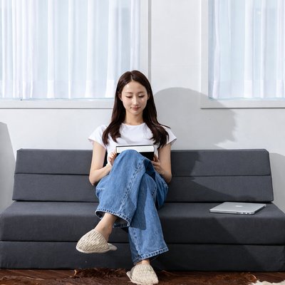 나가다 4단 접이식 소파베드 1인용 원룸 가구 소파침대 겸용 매트리스 싱글매트 클랙식 차콜